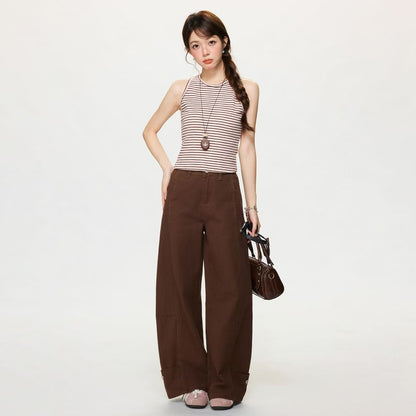 Striped Crew-Neck Sleeveless Tank