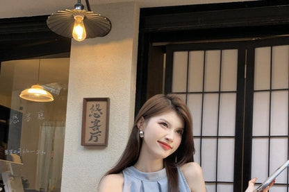 Simple Halter Neck Blouse