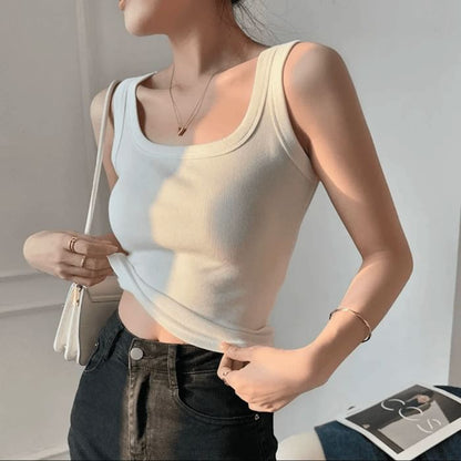 Classic Scoop-Neck Sleeveless Cotton Tank
