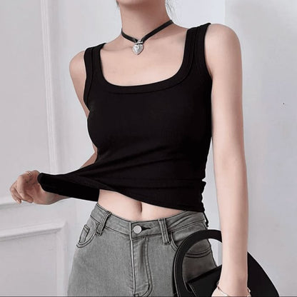 Classic Scoop-Neck Sleeveless Cotton Tank