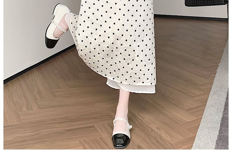 High Waist Polka Dot Maxi A-Line Skirt