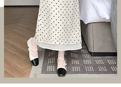 High Waist Polka Dot Maxi A-Line Skirt