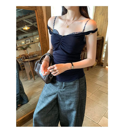 Ruched Mock Two-Piece Camisole Top