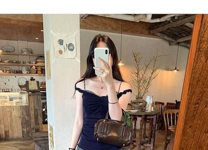 Ruched Mock Two-Piece Camisole Top