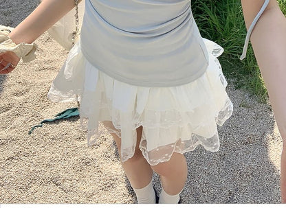 One-Shoulder Ruched Sleeveless Top