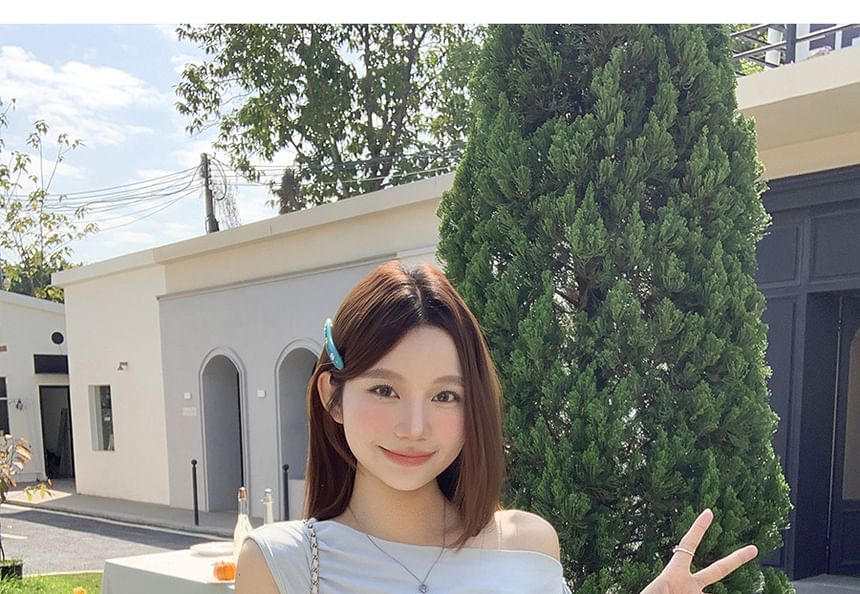 One-Shoulder Ruched Sleeveless Top