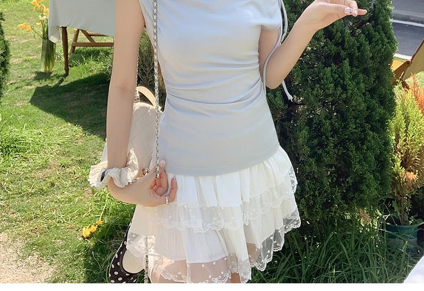 One-Shoulder Ruched Sleeveless Top
