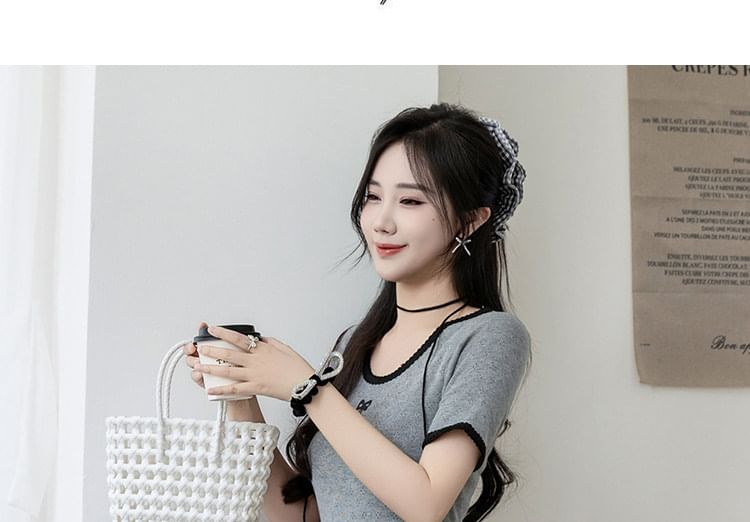 High Waist Plain Sheer Panel Mini A-Line Skirt