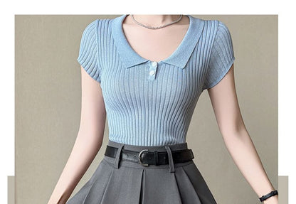 High Waist Plain Mini Pleated Skirt