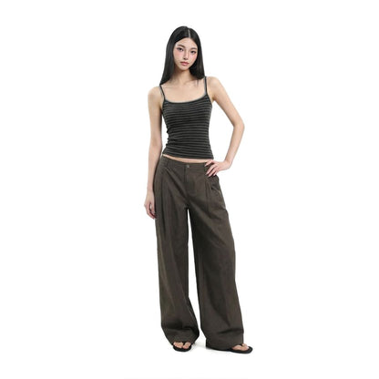 Slim-Fit Striped Crop Camisole with Two-Tone Look