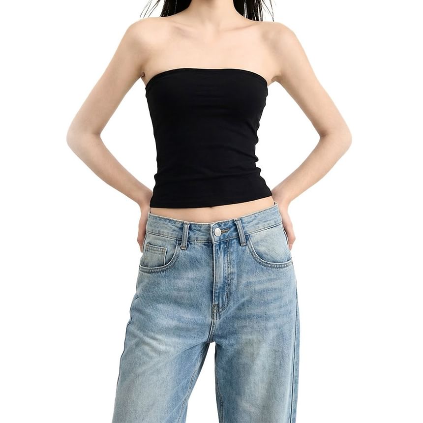 Minimalist Solid Crop Tube Top