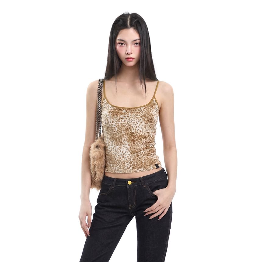 Velvet Scoop-Neck Slim-Fit Crop Cami
