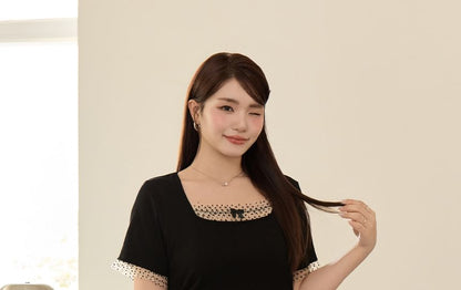 Mid Waist Dotted Mini A-Line Skirt