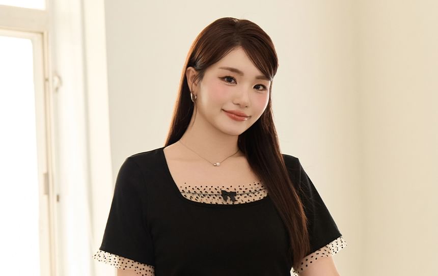 Mid Waist Dotted Mini A-Line Skirt
