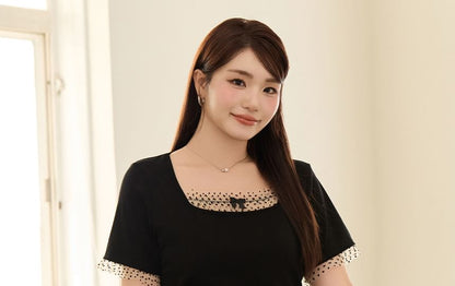 Mid Waist Dotted Mini A-Line Skirt