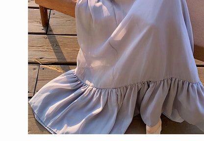 Set: Sleeveless Plain Crop Top + Mid Waist Maxi Skirt