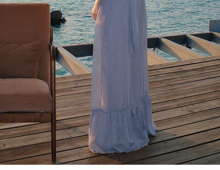 Set: Sleeveless Plain Crop Top + Mid Waist Maxi Skirt