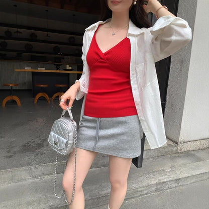 Crop V-Neck Sleeveless Tank