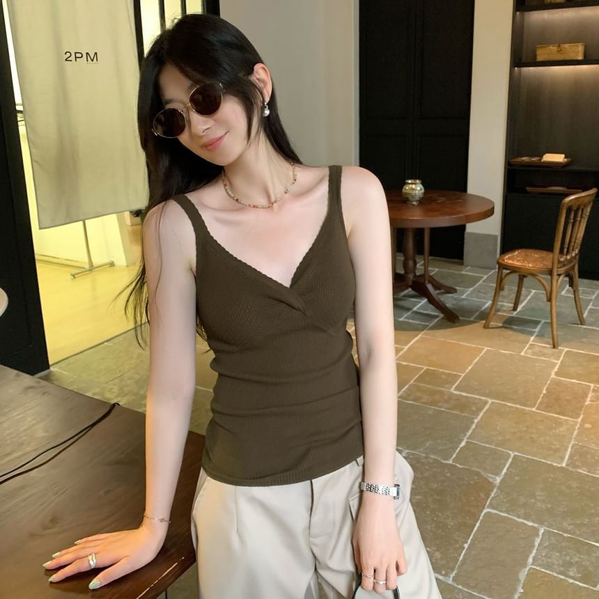 Crop V-Neck Sleeveless Tank
