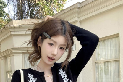 Jacquard Button Knit Two-Piece Top