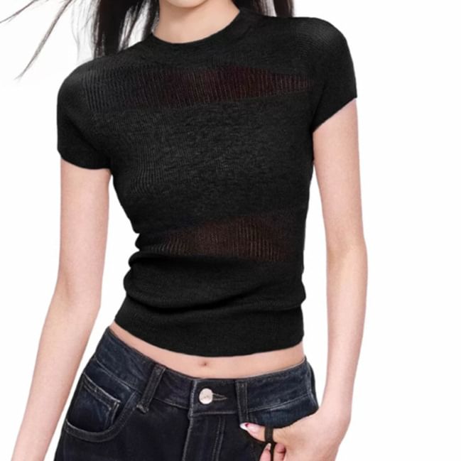 Mock Neck Ribbed Cap Sleeve Top