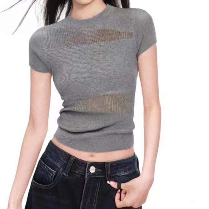 Mock Neck Ribbed Cap Sleeve Top