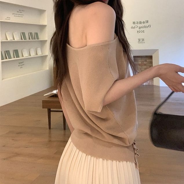 One Shoulder Ruched Knit Top