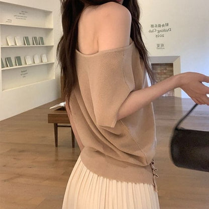 One Shoulder Ruched Knit Top