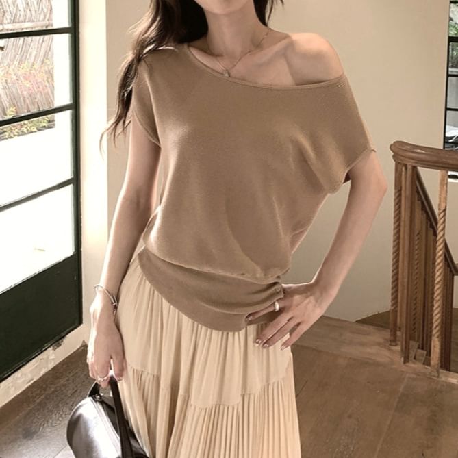 One Shoulder Ruched Knit Top