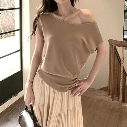 One Shoulder Ruched Knit Top