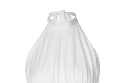 Ruched Halter Lace-Trim Crop Tank