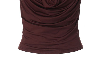 Ruched Lace Trim Cowl Tank