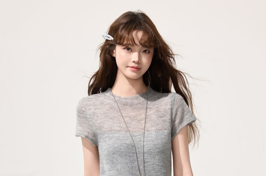 Crewneck Short-Sleeve Knit Top