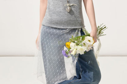 Crewneck Short-Sleeve Knit Top