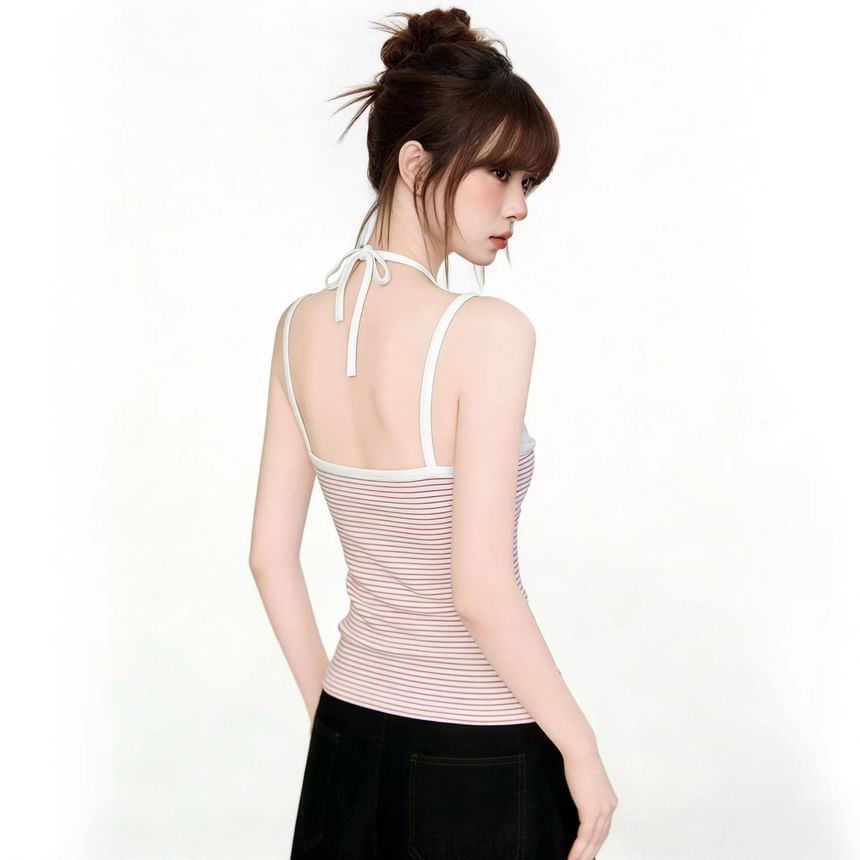 Strapped Striped Crop Tee