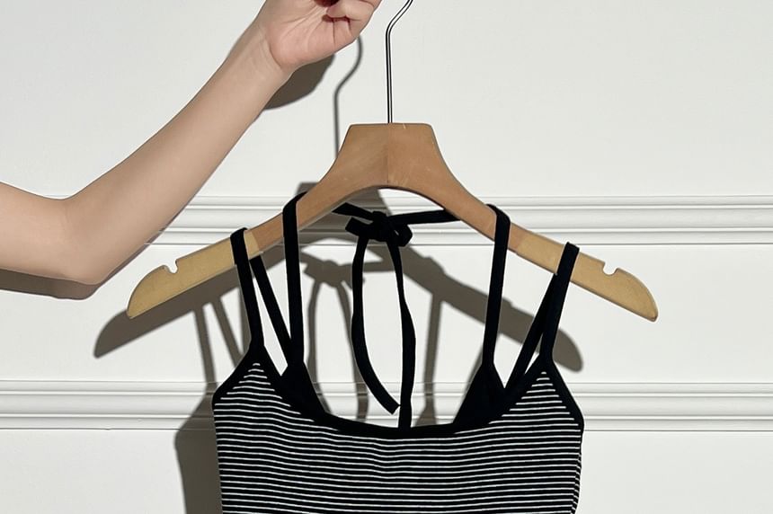 Strapped Striped Crop Tee