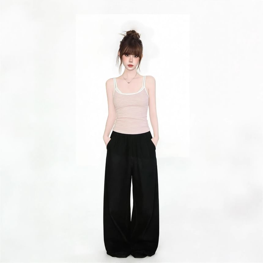 Strapped Striped Crop Tee