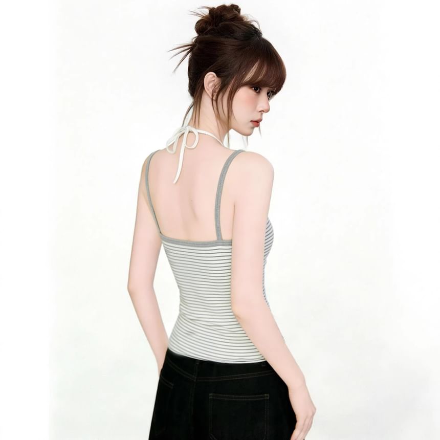 Strapped Striped Crop Tee