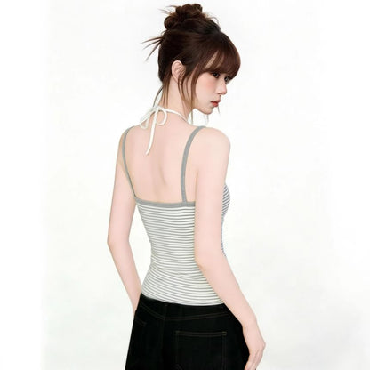 Strapped Striped Crop Tee