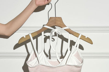 Strapped Striped Crop Tee