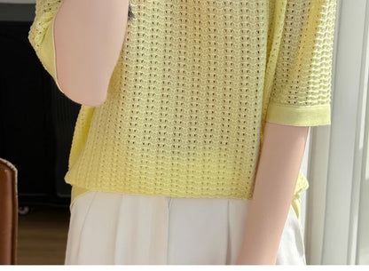 Waffle Knit Crewneck Top