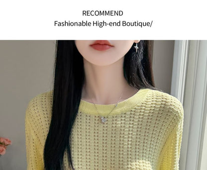 Waffle Knit Crewneck Top