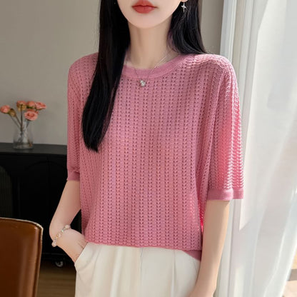 Waffle Knit Crewneck Top