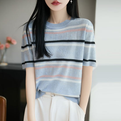 Striped Crewneck Knit Tee