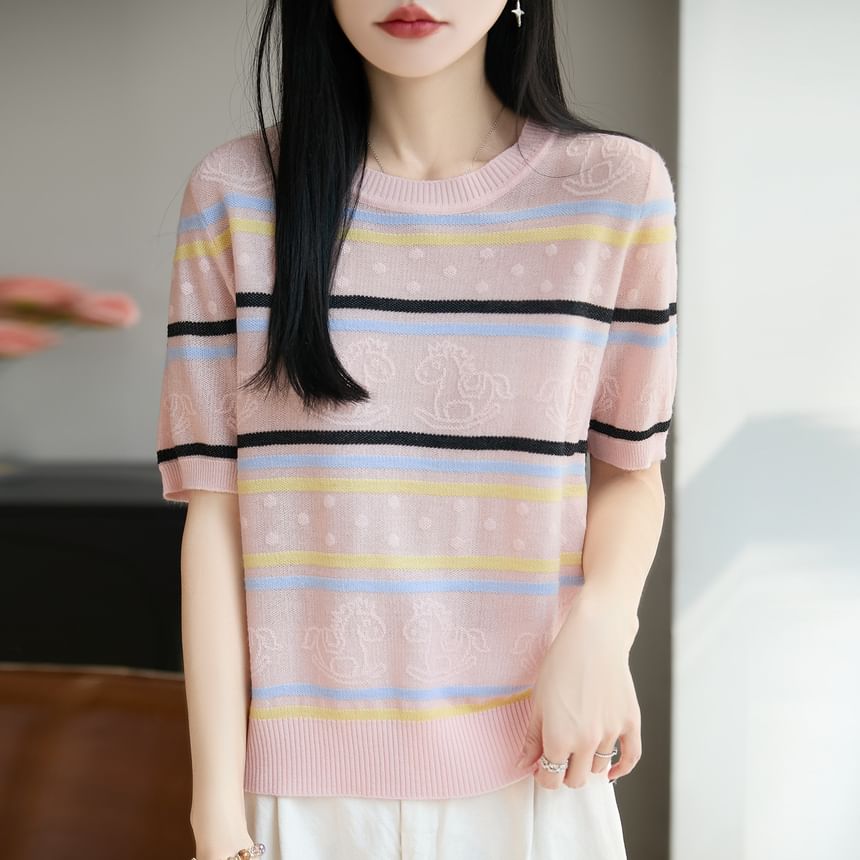 Striped Crewneck Knit Tee
