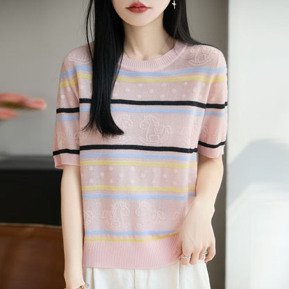 Striped Crewneck Knit Tee