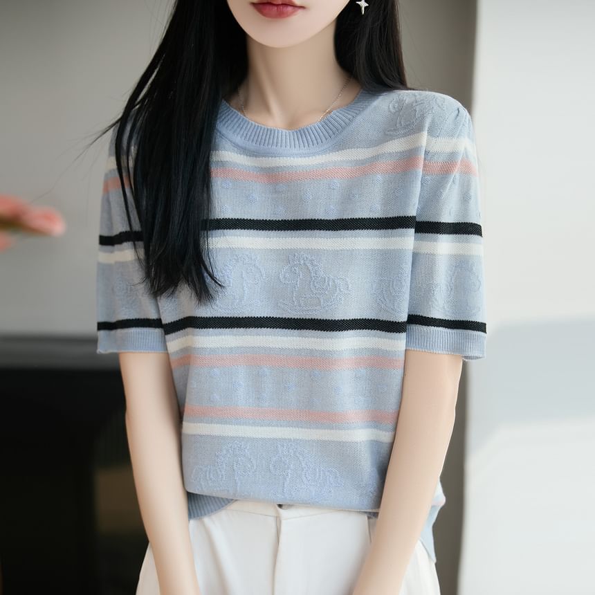 Striped Crewneck Knit Tee