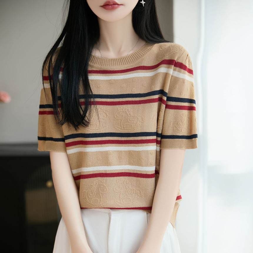 Striped Crewneck Knit Tee