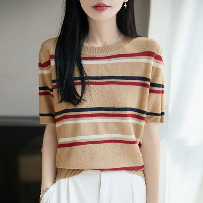 Striped Crewneck Knit Tee