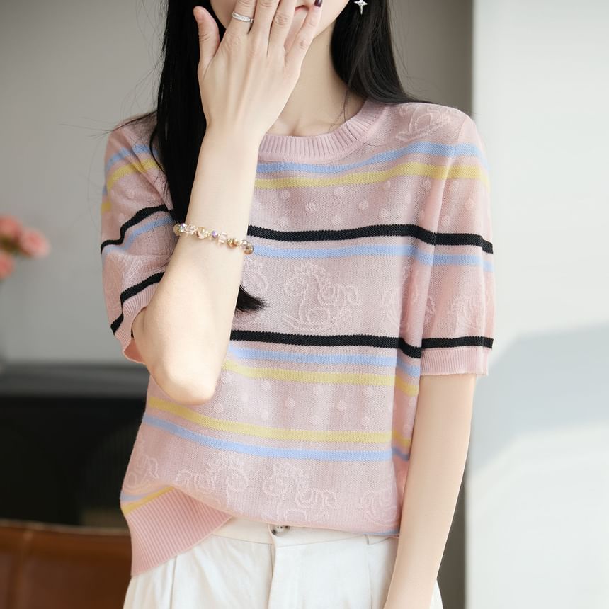 Striped Crewneck Knit Tee